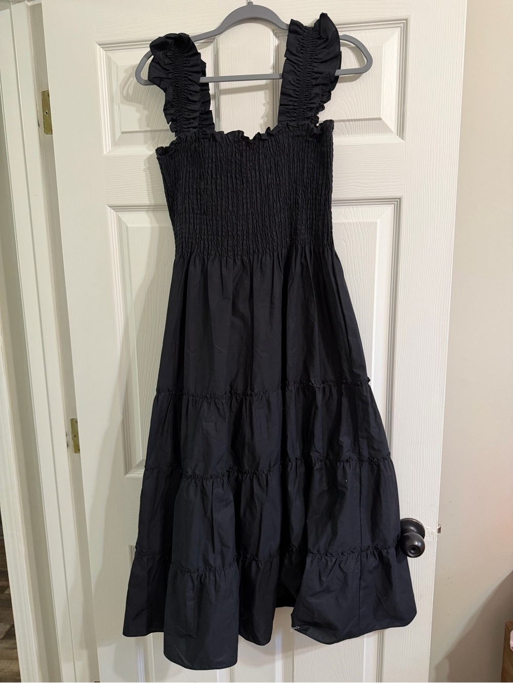 Philosophy Black Ruffled Strap Tiered Dress